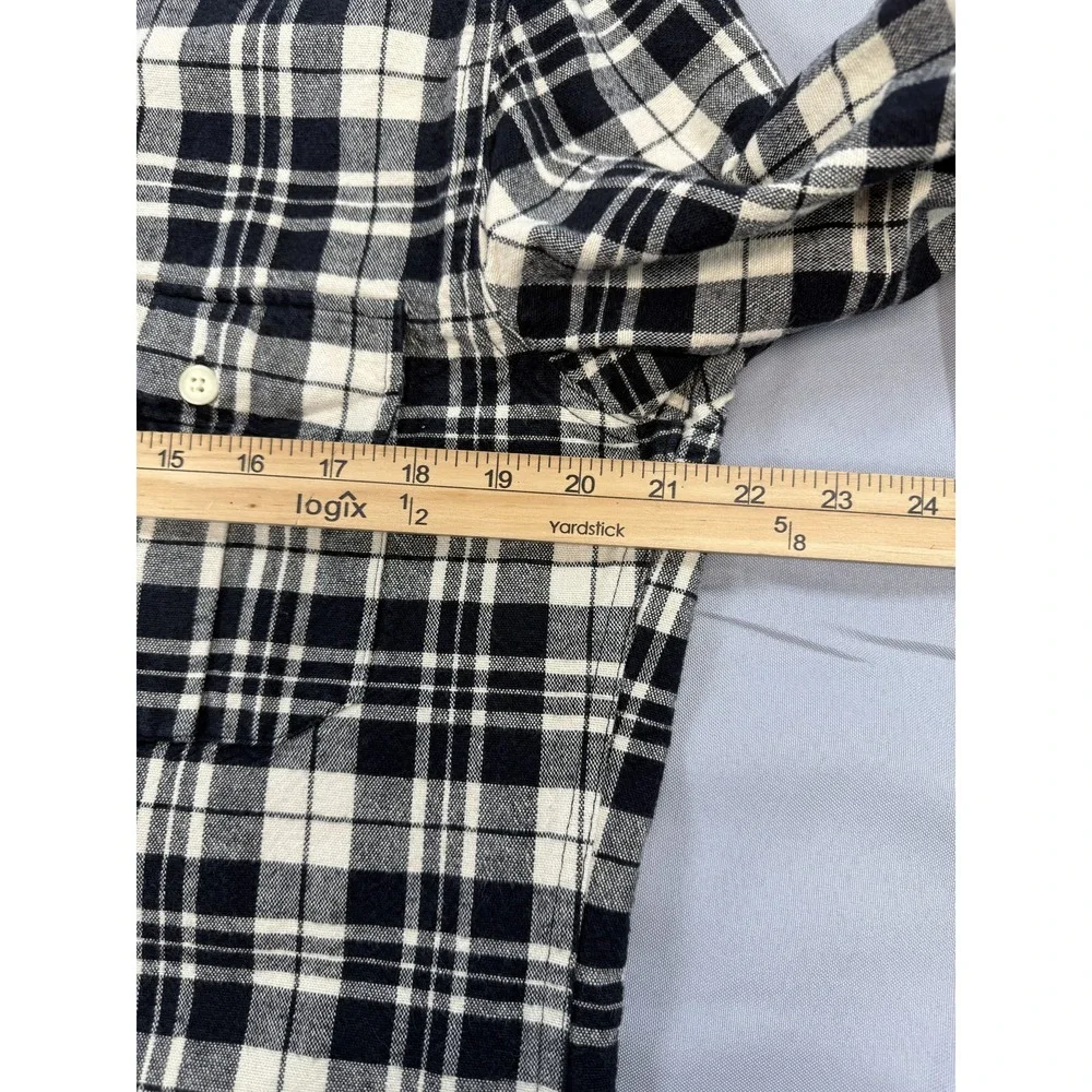 J Crew Shirt Mens Medium Blue White Plaid Flannel Workshirt‎ Button Up Cotton